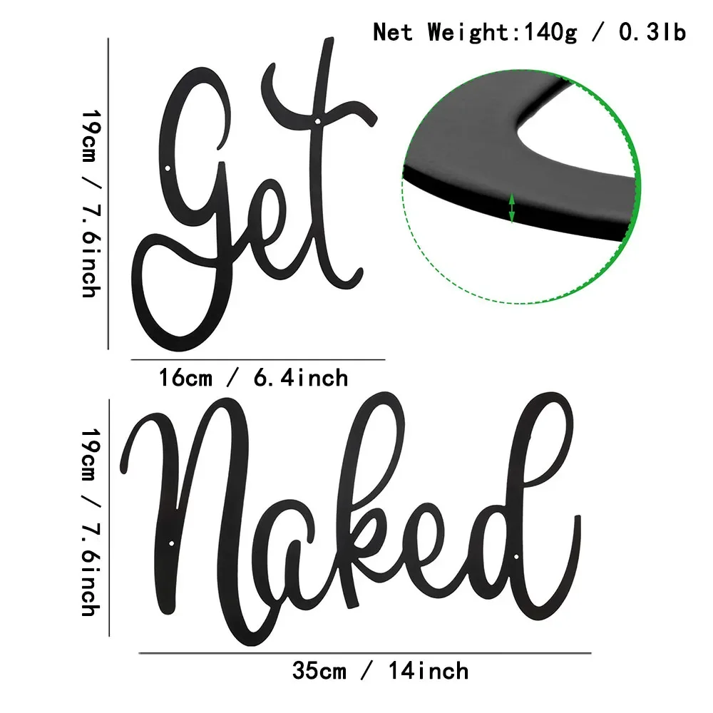 Get Naked Letter Signs Words Wall Art Metal Hanging Black Cutout Funny Plaque Bedroom Bathroom Farmhouse Decoration