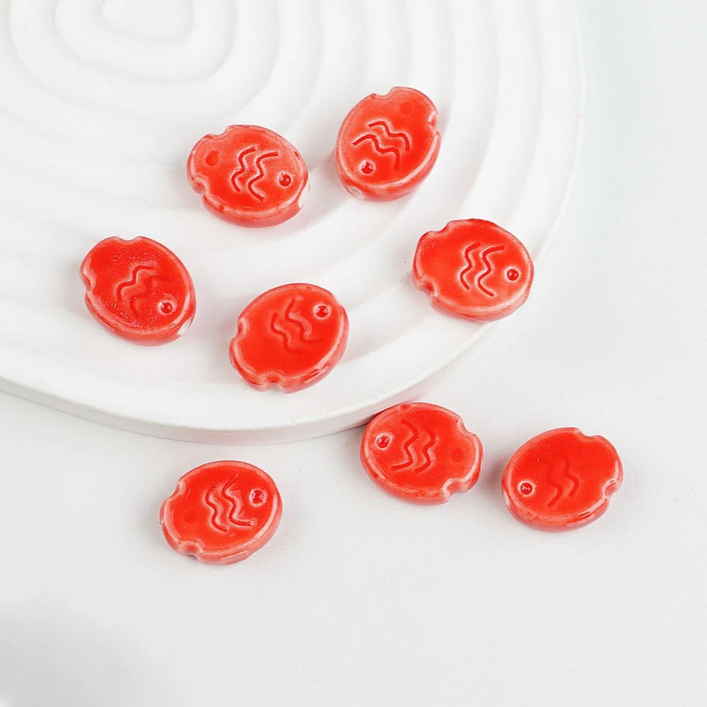10Pcs Cute Biscuit Fish Beads Charms Ceramic Spacer Loose Beads For Jewelry Making DIY Bracelet Accessories - view 5