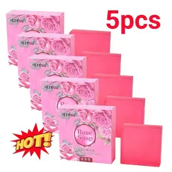 5pcs Handmade Rose Essential Oil Soap Gently Moisturizing Treatment For Acne Smooth Nourish Skin Luxurious Bath Skin Care