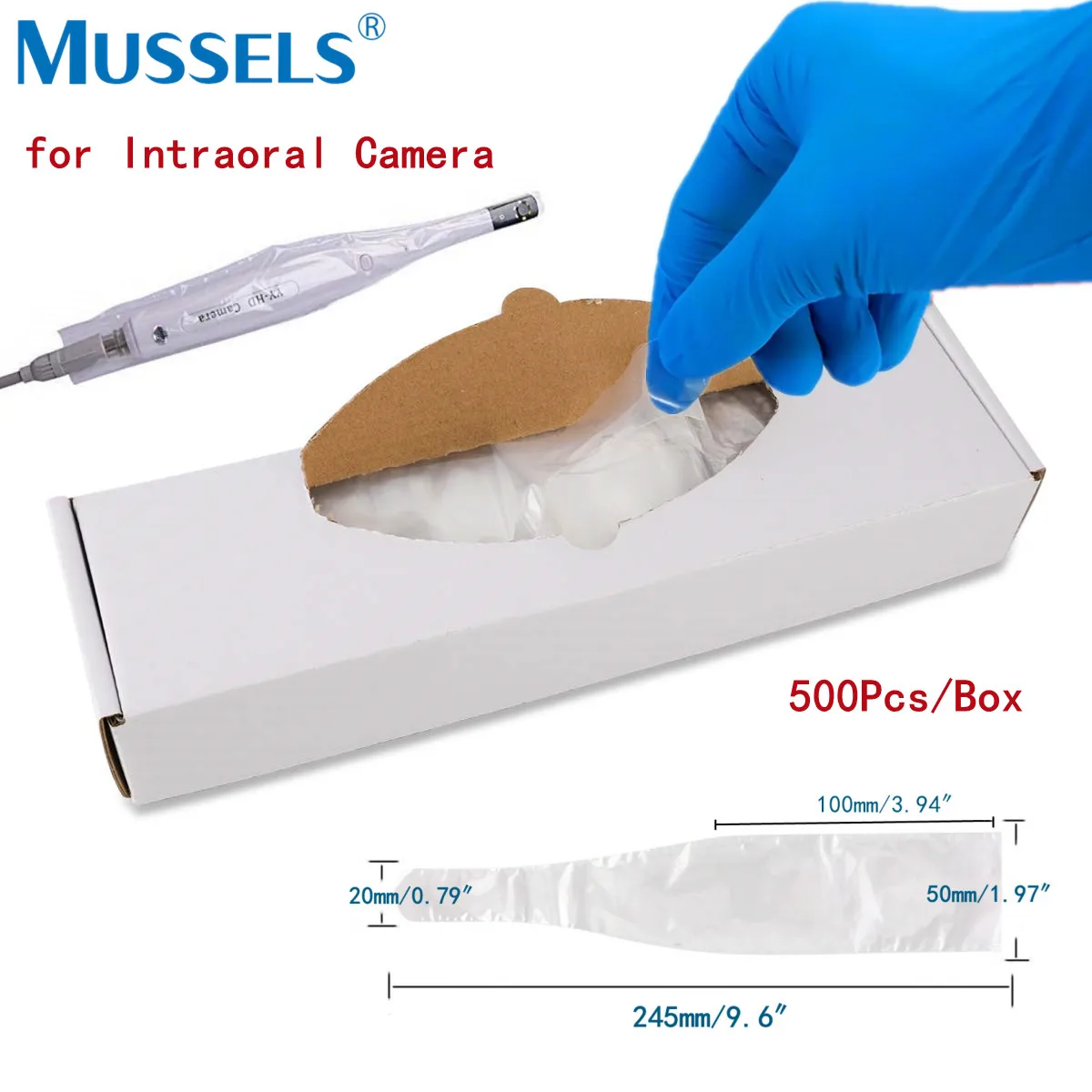 Película protetora de plástico descartável para scaler dental, Handle Sleeves, Capa de câmera intra-oral oral oral, Sensor de raios X, Cure Light Pouch Bag