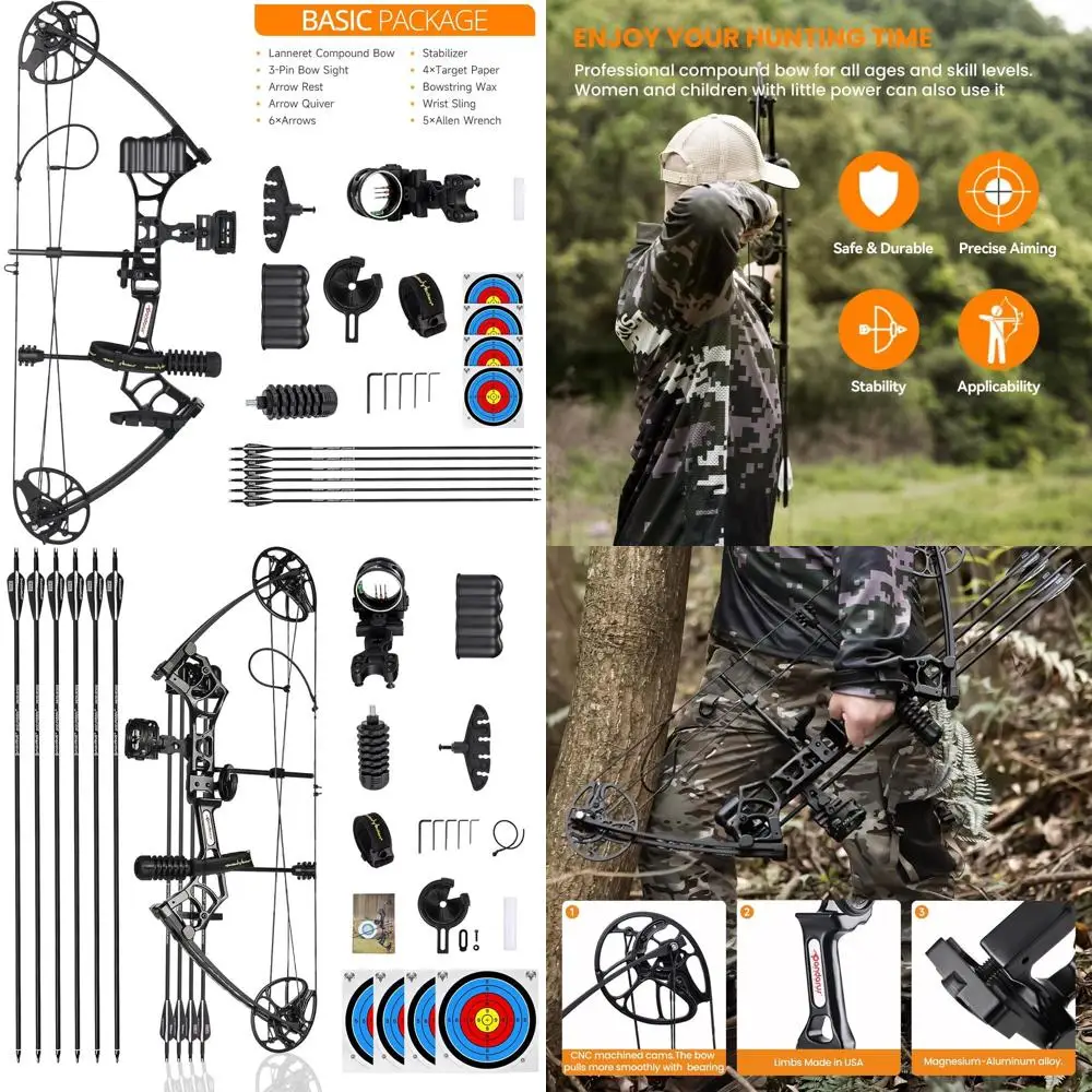 

Archery Ready to Hunt Compound Bow Package for Adults and Teens,25"-31" Draw Length,0-70 Lbs Draw Weight Adjustable,up to 320 fp