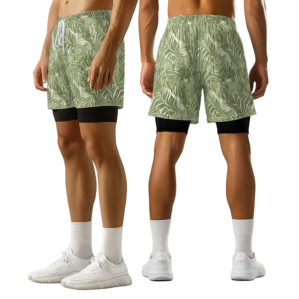 

2024 New original design Summer Variety leaves 3D advanced print casual trend sports High Street ice skating camo shorts