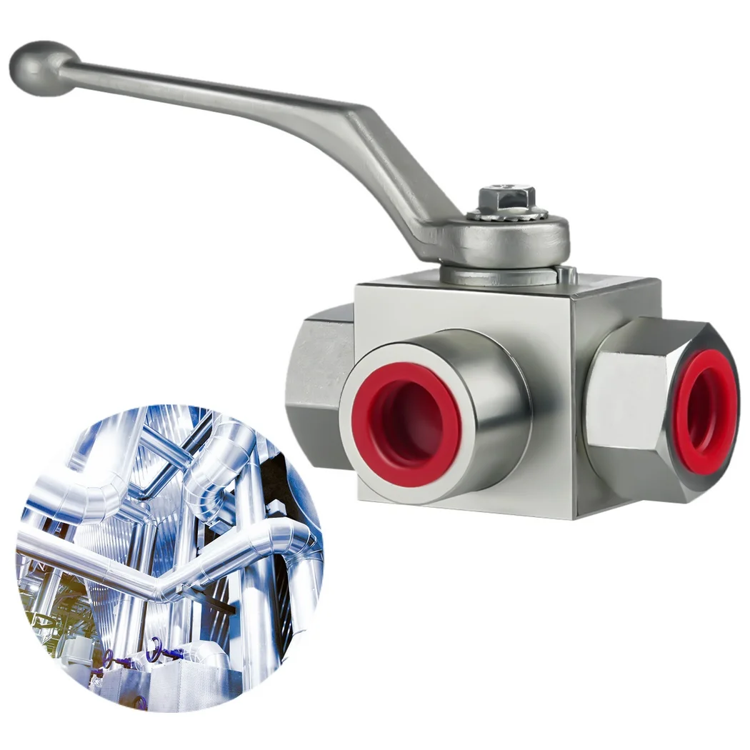 3 Way Ball Valve High Pressure Ball Valve 1/2In NPT Hydraulic Ball Valve Carbon Steel Valve For Water Oil Gas Light Alkali Acid
