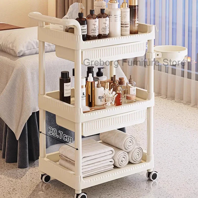 Carro de cosméticos, carrito de laboratorio, Muebles de peluquería de plástico, Salón de Belleza, Muebles de soldadura de acero inoxidable, extensión de Belleza