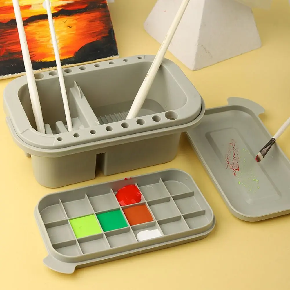 

Handled Brush Washing Bucket All-in-One Lidded Painting Brush Washer Fine Separation Pen Holder Artist Cleaner Box Exams