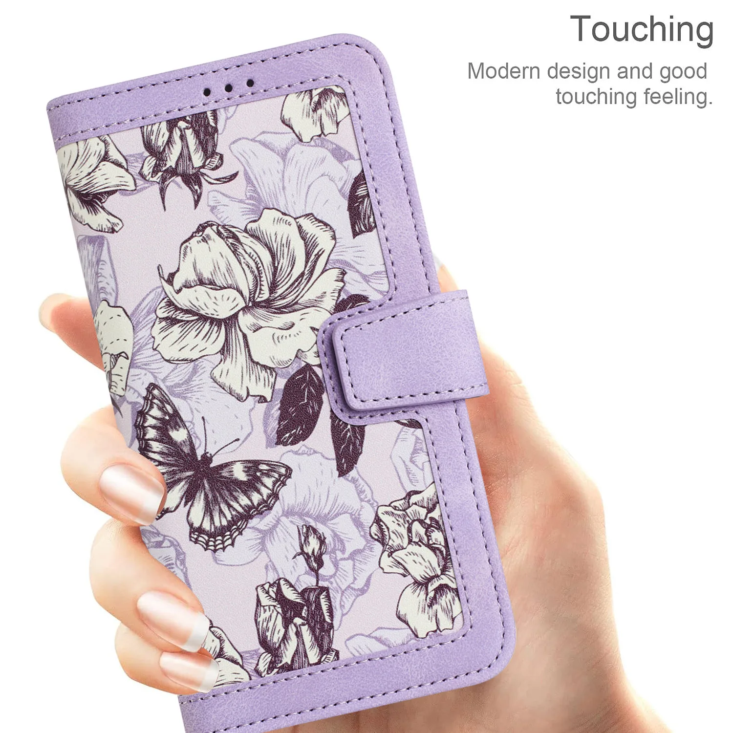 Malerei Kunst Blume Leder Telefon Brieftasche Fall Buch Für Samsung Galaxy S25 S24 S23 S22 S21 S20 FE A06 A16 A26 A36 A56 Flip-Cover – Detail 4