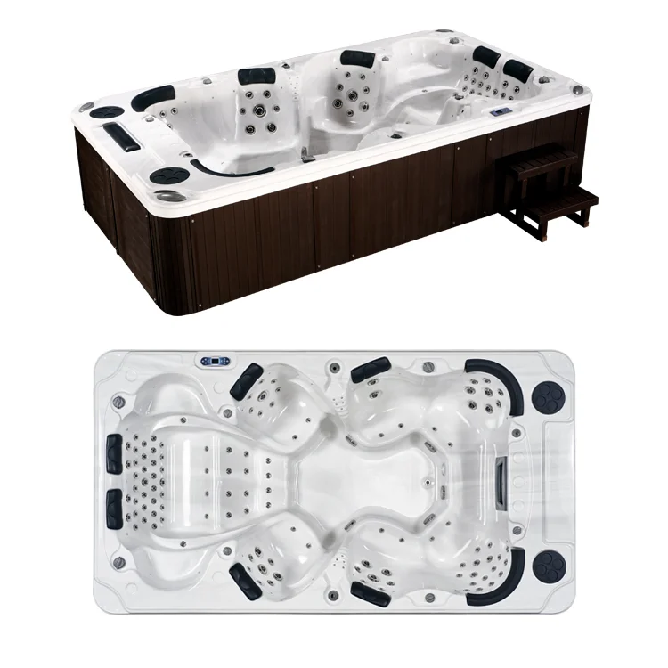 Hot Sale Outdoor 8 Person Self-cleaning Acrylic Spa Hot Tub For Swimming Pool Spa Leisure Luxury Dual Area Endless Swim Spa