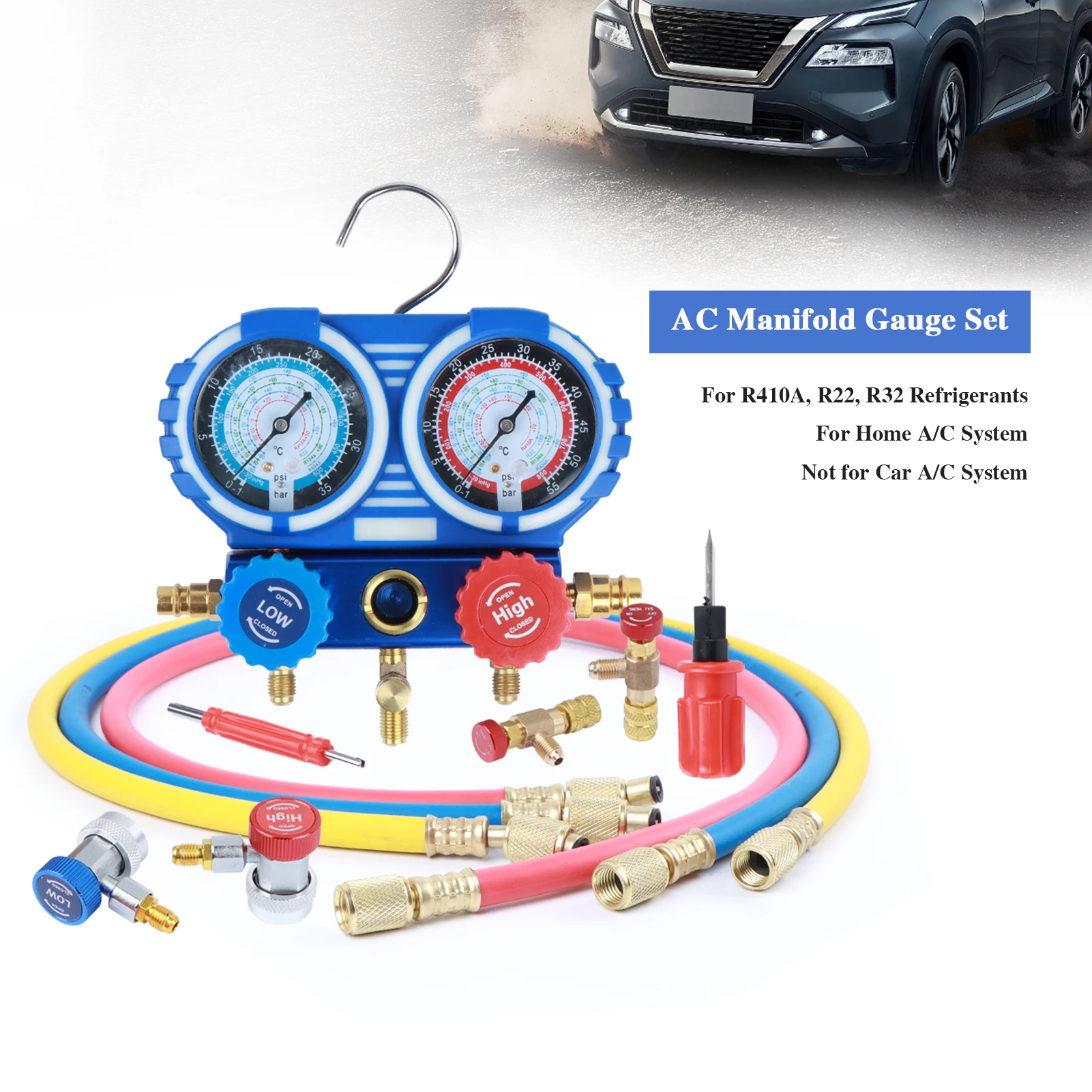 Air Condition Gauge Refrigerants Manifold Gauge Manometer Conditioning Tools 1/4