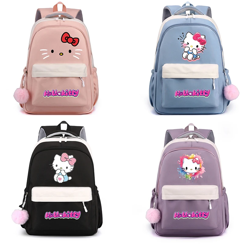 

Милый нейлоновый мягкий рюкзак с аниме Hello Kitty, школьный рюкзак для девочек-подростков, повседневный рюкзак для книг для мужчин и женщин, Удобная дорожная сумка