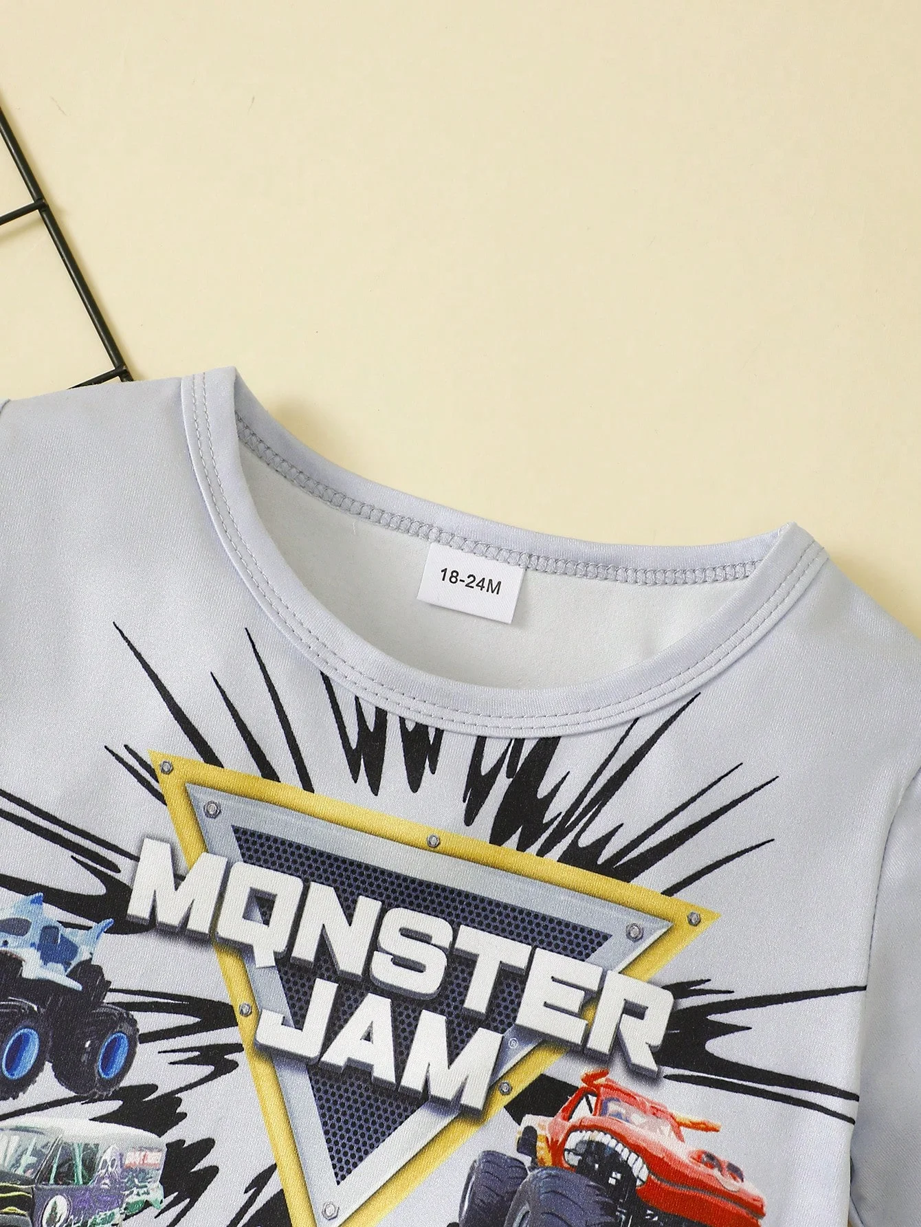 Summer  1-6 Years  Old   Cartoon  Car Printing  Short Sleeved Shirt   Sports Shorts   2pcs  Set