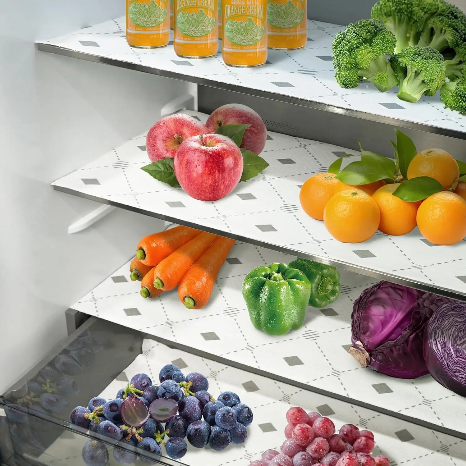 

Нескользящие вкладыши для холодильника, рулон 12 дюймов x 12 футов, впитывающие и сохраняющие свежесть, без клеевого слоя