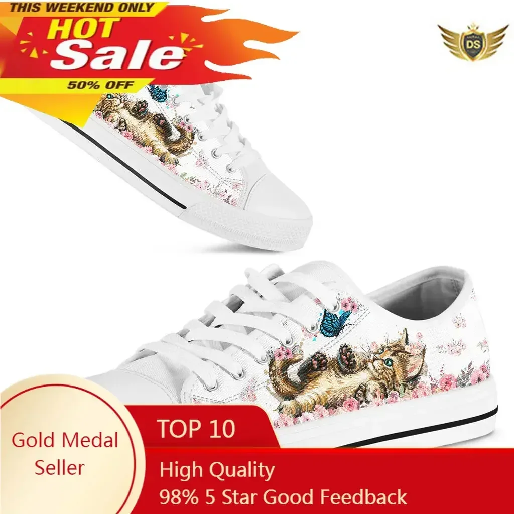 

Canvas Sneakers Women Fashion Cute Cat Prints Low-top Women Single Shoes Candy Color Flats Female Canvas Shoes