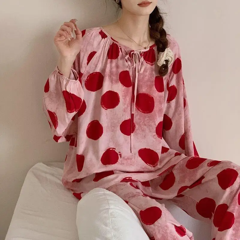 나비 무늬 면 여성 파자마 세트 여성용 따뜻한 겨울 파자마 패셔너블 홈웨어 파자마 귀엽고 부드러운 파자마 세트