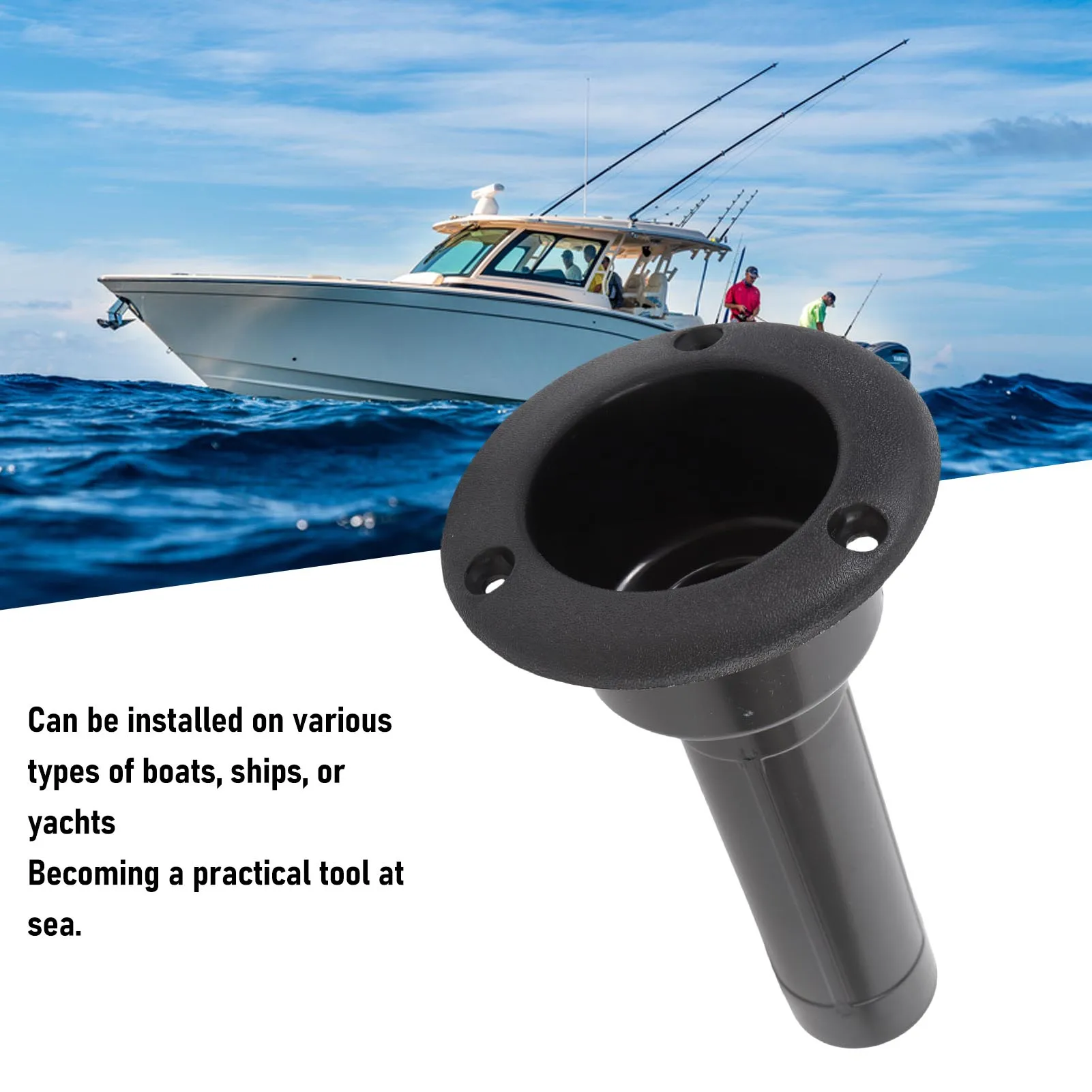 

2 in 1 Boat Fishing Rod Cup Holder 0/15/30 Degree Adjustable 224mm Round Top Cup Holder Yacht Ship Marine Accessories