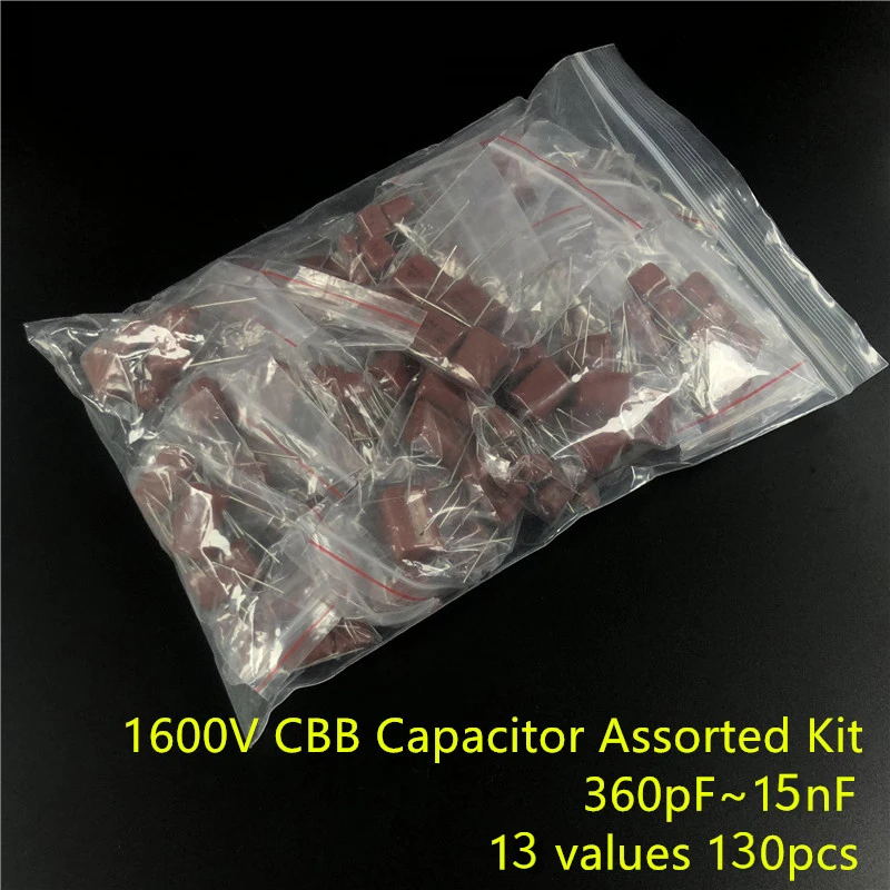 1600V 360pf~10nf CBB metal film capacitors Assortment Kit 13 values 130pcs