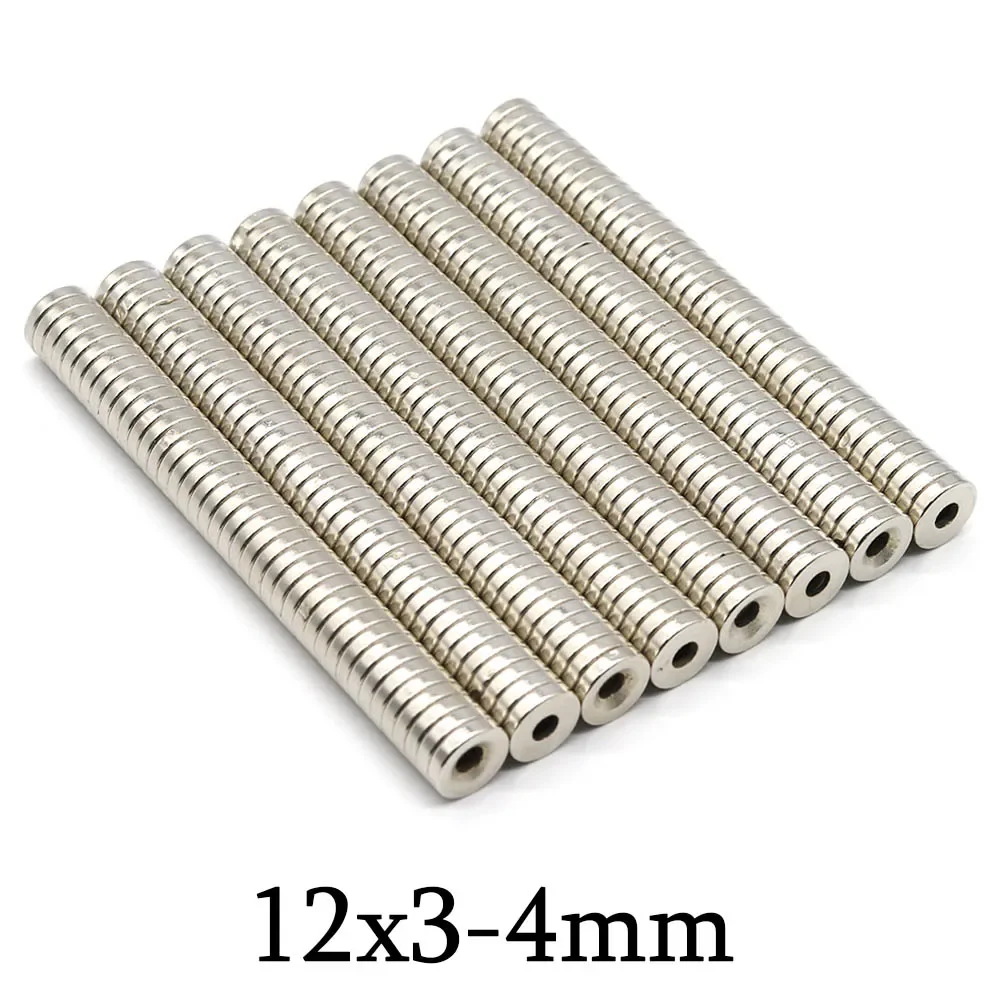 

12x3-4mm Super Strong Round Neodymium Magnet Powerful with holes Magnets N35 small Permanent Magnetic NdfeB Refrigerator Magnet