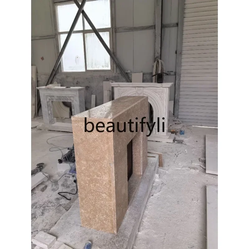 

G Natural French cave stone fireplace living room simple American retro fireplace decorative cabinet