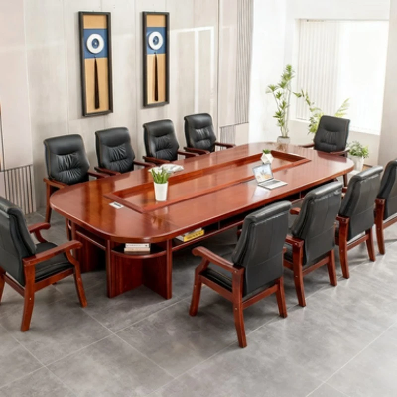 

Простой современный конференц-зал, длинный стол для встреч, большой конференц-стол на несколько человек со стулом, новый дизайн в китайском стиле