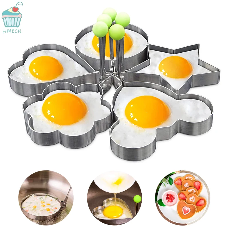 Stainless Steel Fried Egg Pancake Shaper Omelette Mold Mould Frying Egg Cooking Tools Kitchen Accessories Gadget Rings 5 Style