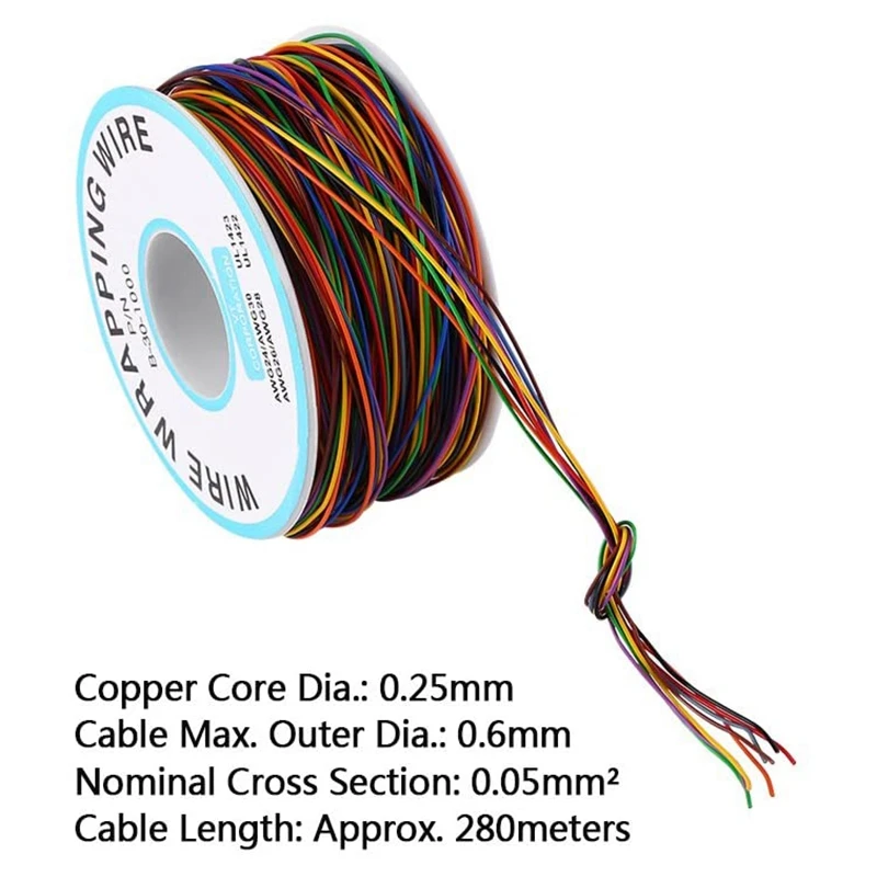 DT85 Tin Plated Copper Wire,8-Wire Colored Insulation Test Cable P B-30-1000 250M 30AWG Tinned Copper Solid Cable