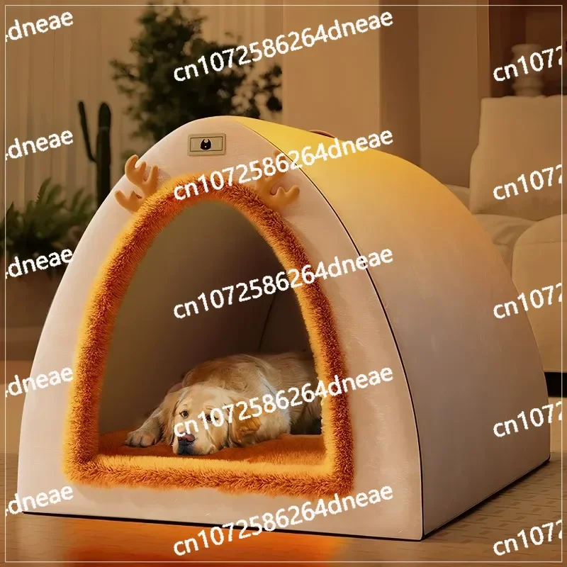 Kennel Autumn and Winter Warm Large Dog Winter House Removable and Washable Closed Bed House Villa Cat Nest Pet Tent Accessories