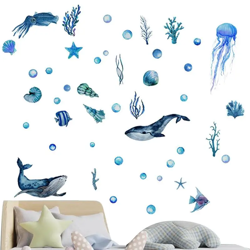 

Glow In The Dark Sea Wall Decals Glow In The Dark Luminous Fish Turtle Jellyfish Wall Decor Reusable Ocean Theme Fluorescent