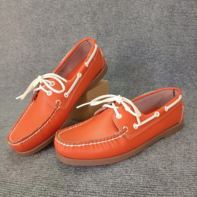 2026 جلد طبيعي قارب الأحذية الأحذية الرجال حذاء كاجوال Handsewn العلامة التجارية الفاخرة المتسكعون الرجال الأخفاف الجلدية الحبوب الكاملة #1
