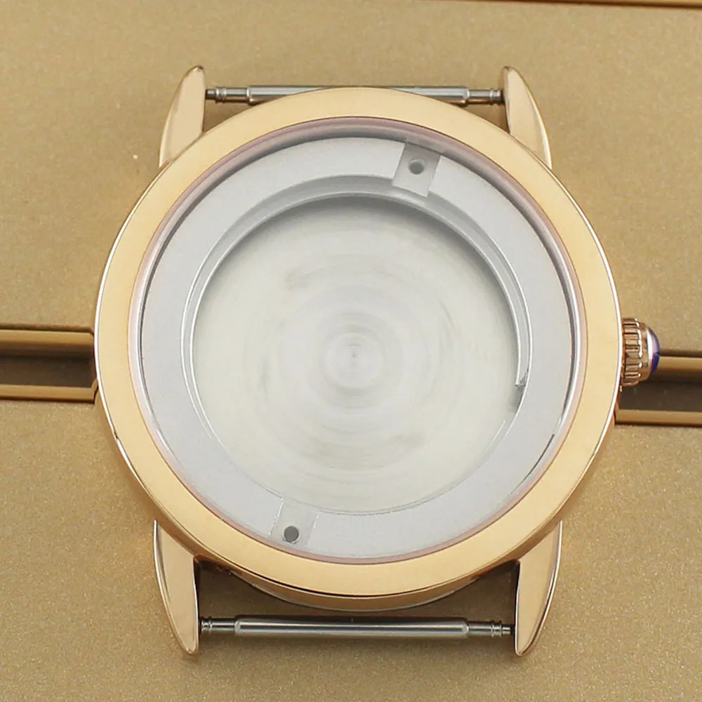

42mm Rose Gold 316L Steel Polished Watch Case Sapphire Crystal Waterproof For 2824 PT5000 Movement 34.50MMDial Watches Accessory