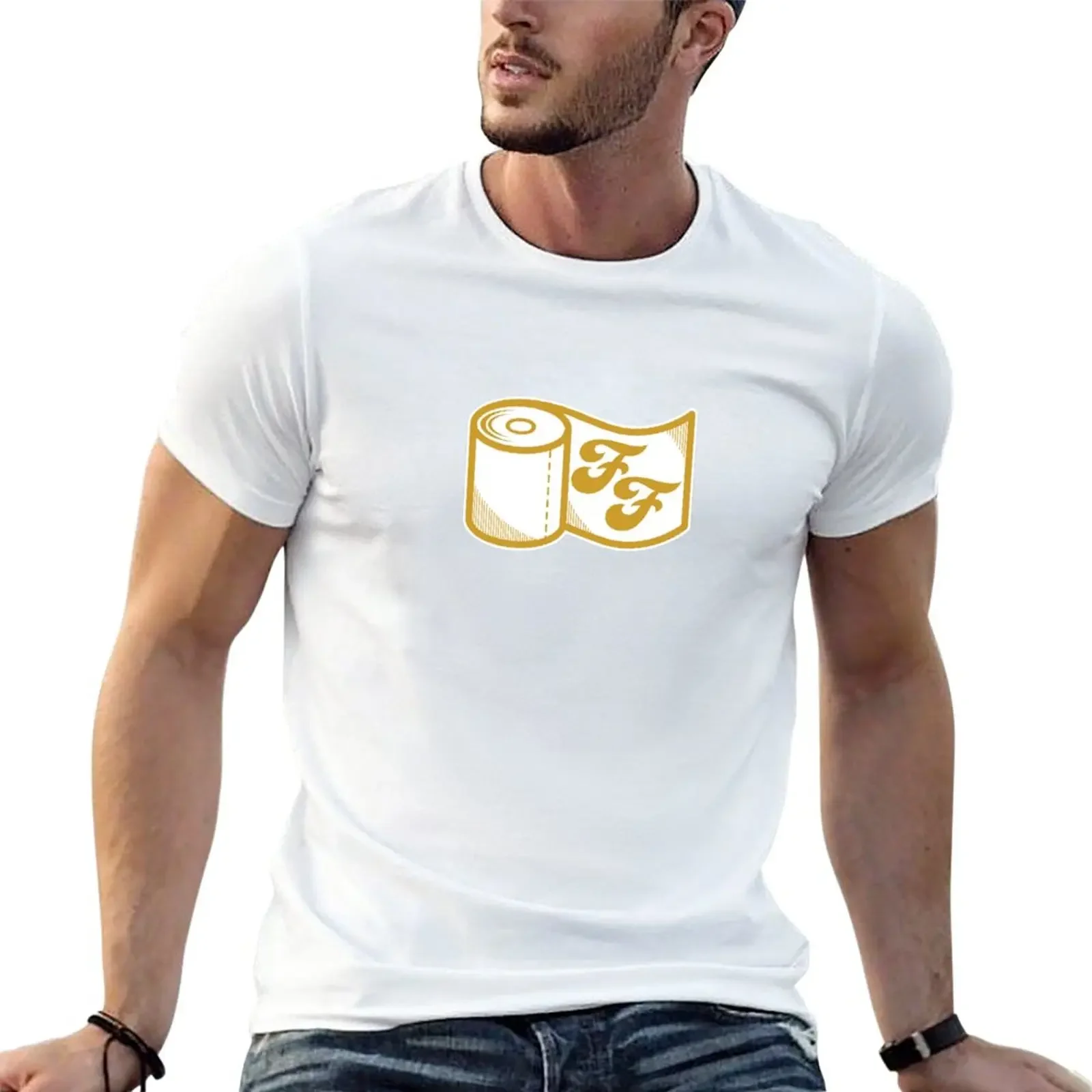 FF Krewe of Tucks Toilet paper Roll Logo Gold T-Shirt sports fans sweat fitted t shirts for men