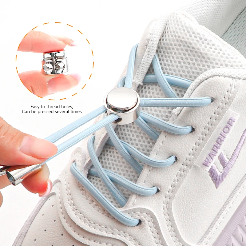 1 Paar elastische Schnürsenkel für Sneaker, Schnürsenkel ohne Binden, Metallverschluss, schnelles An- und Ausziehen, Lazy-Schnürsenkel, rundes Gummiband