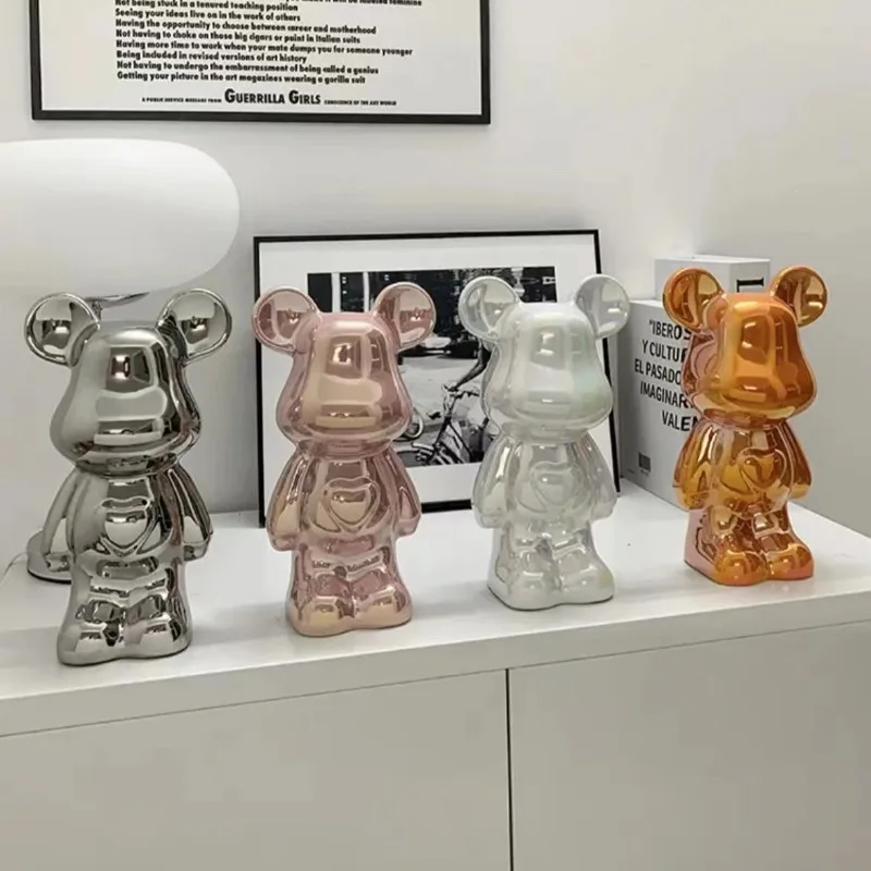 28/cm Aesthetic Bear Brick Ceramic Statue Teddy Bear Decoration Action Doll Sculpture Room Decoration Home Decoration Crafts