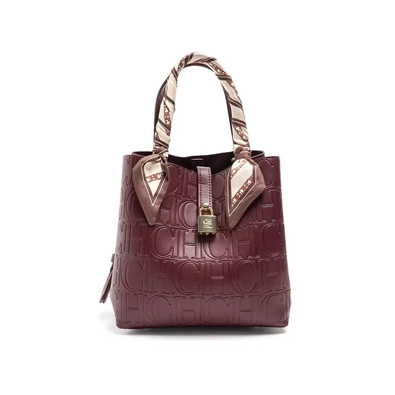 Bolso de Hombro CH de Alta Calidad para Mujer, Diseño de Lujo 2026, Piel Sintética con Pañuelo de Seda, Bolso Bandolera de Moda