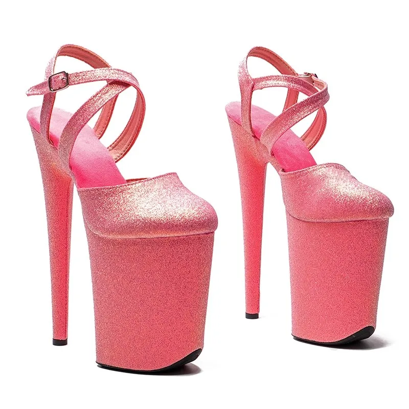 

23cm/ 9inches With Glitter Starps Small Platform High Heel Sandals Sexy Pole Dance Shoes 060