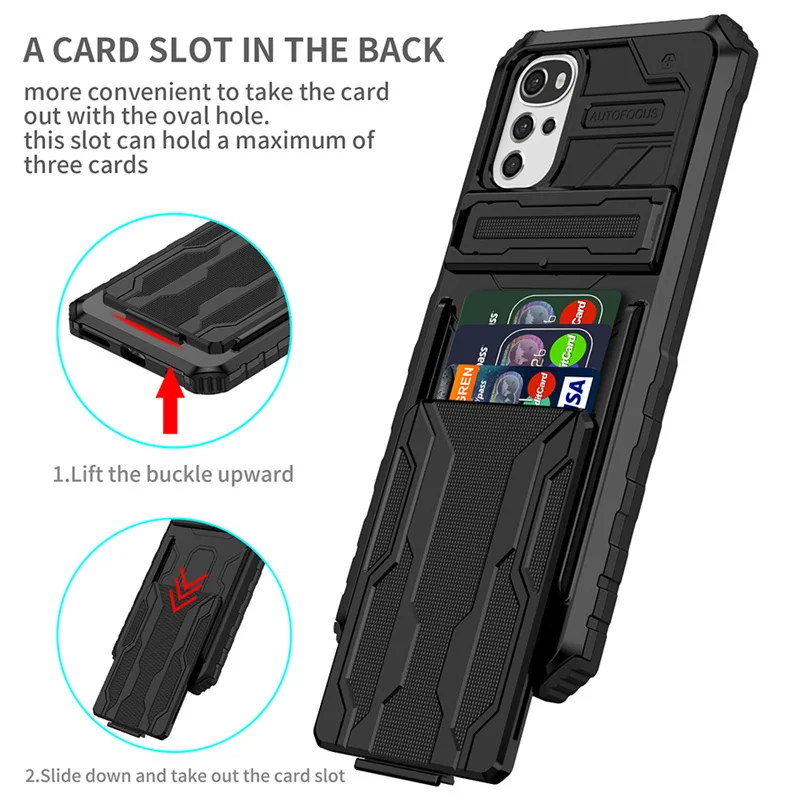 For Motorola Moto G22 E32 Armor Shockproof Holder Kickstand Phone Case For Moto G 22 E 32 With Card Slot Protection Back Cover