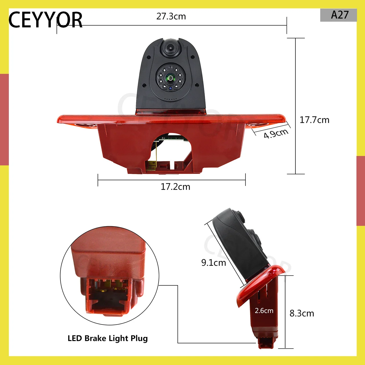 

Dual-lens brake light reversing camera suitable for Citroën Jumpy, Peugeot Expert, Fiat Scudo and Toyota Proace models