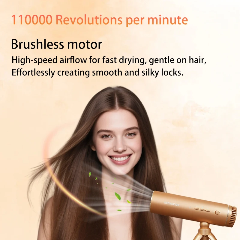 

110000rpm High Speed Foldable Portable Hands-Free Compact Ionic Hair Dryer For Long Hair Travel & Hotel Use