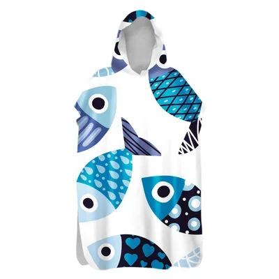 Microfiber Fabric Adult&Kids Bath Towels Beach Poncho Towel Wetsuit Changing Robes Multifunction Cloak Hooded Pool Bathrobe