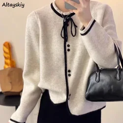 Cardigan Women Button-up Autumn Outwear Loose Casual Lace-up Korean Style All-match Temper Trendy Tender Ulzzang Daily Vintage