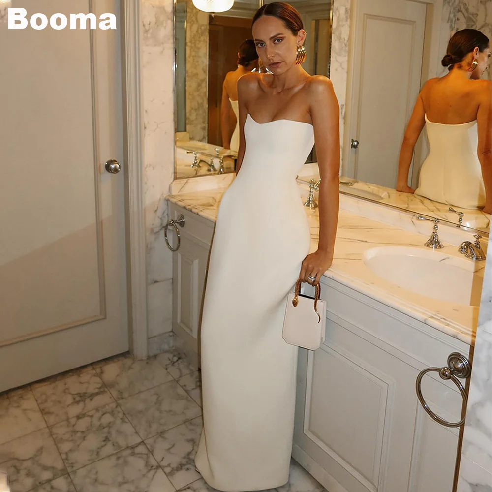 Booma Simple Straight Evening Dresses for Women Sweetheart Sleeveless Wedding Guest Dress Floor Length Formal Party Gowns