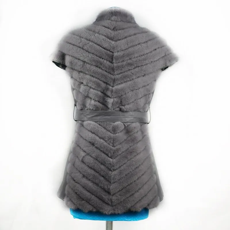 Mink Fur Windbreaker Coat for Ladies, Fashionable Vest, New,