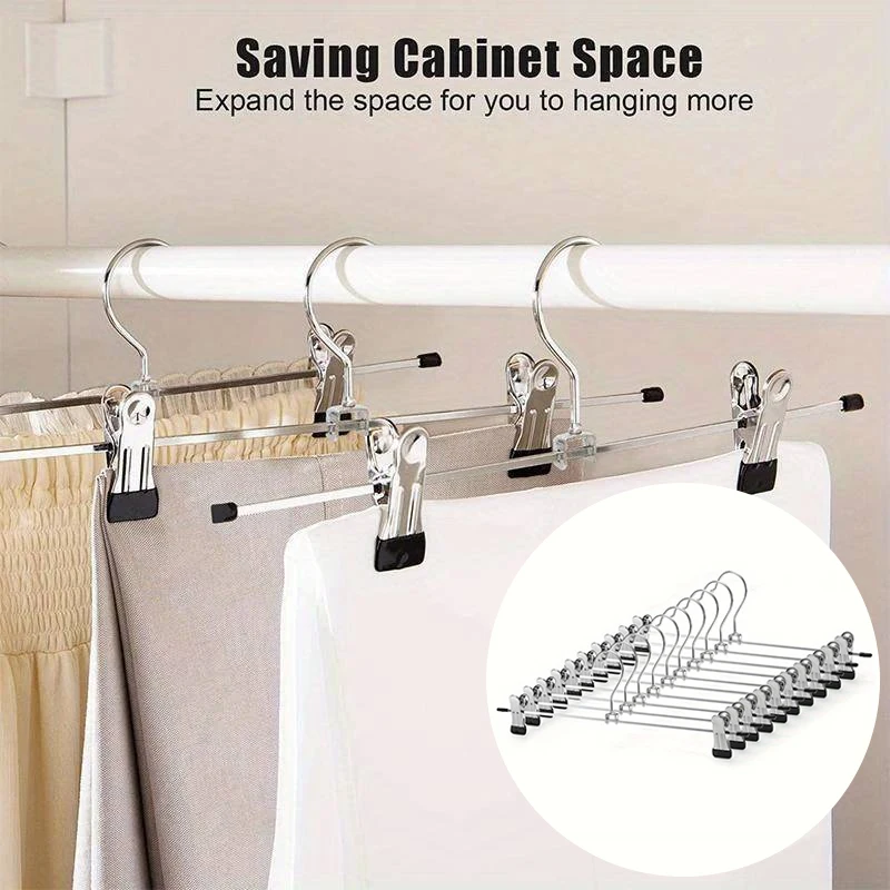 

Windproof Hanger for Clothes Home Pants Coat Non-slip Drying Hangers with Adjustable Metal Clips Closets Storage Organizer