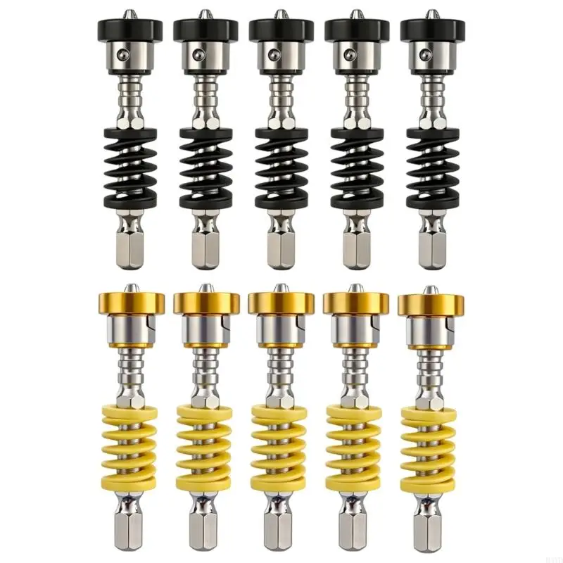 Screw Guide Bit Accessory 1/4 Inch Drive Base, 60 mm Spring Guide Sleeve, 5 Piece Set for Repair Tasks M4YD