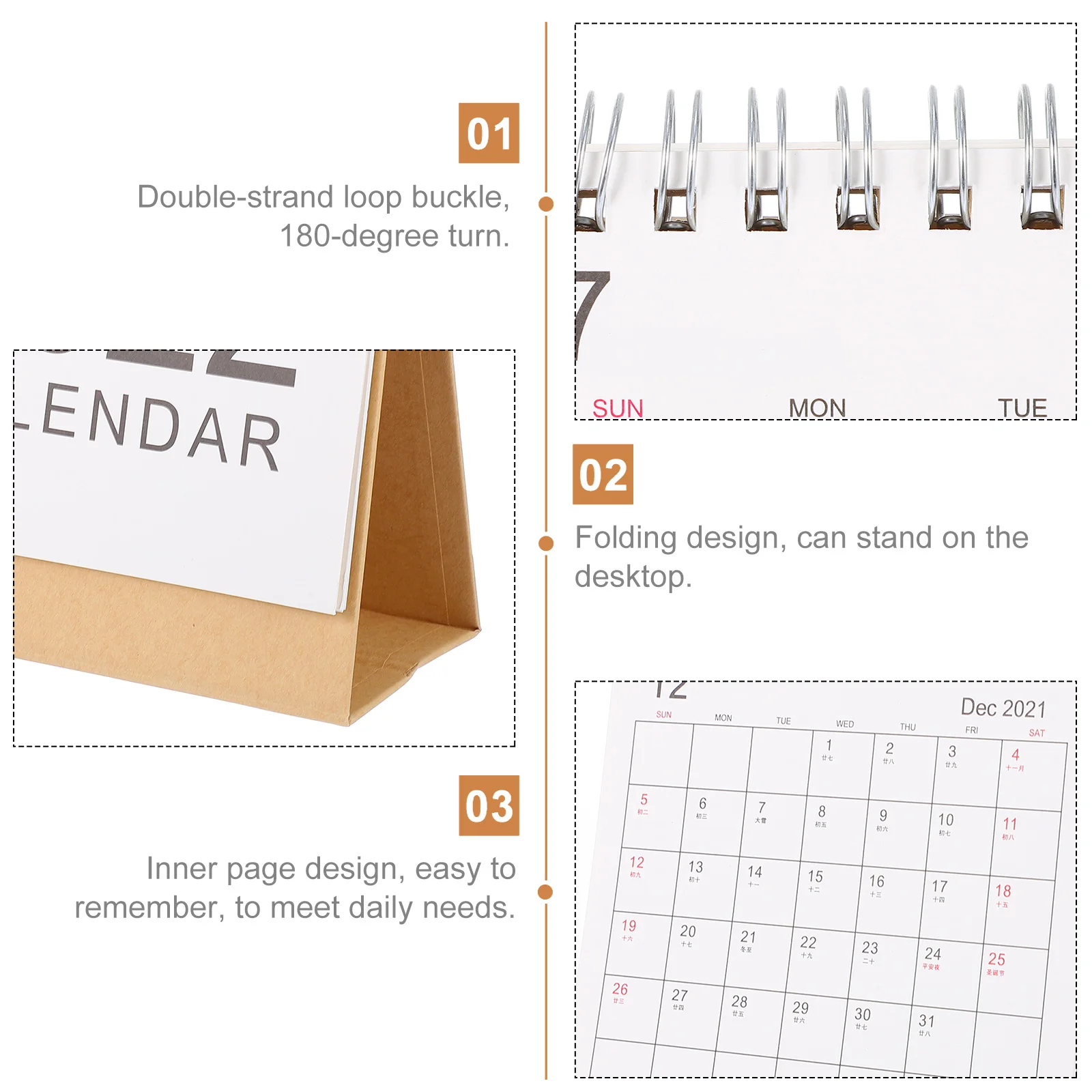 

2022 Simple Desk Calendar Desktop Month View Planner Notebook Planning for Paper Small Office Table
