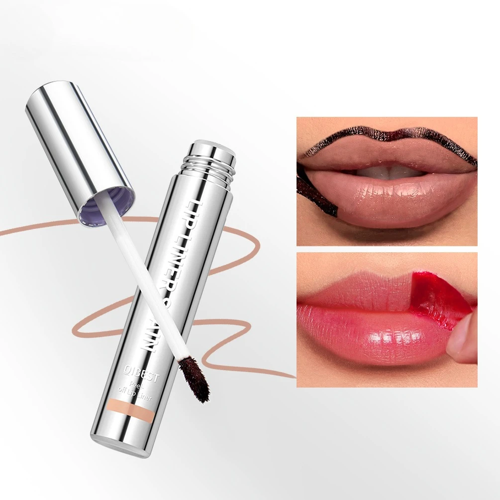 QIBEST Lip Liner Peel Off Tattoo Lipgloss Impermeabile a lunga durata Matte Lip Tint Contorno marrone Tear-off Lip Stain Cosmetici