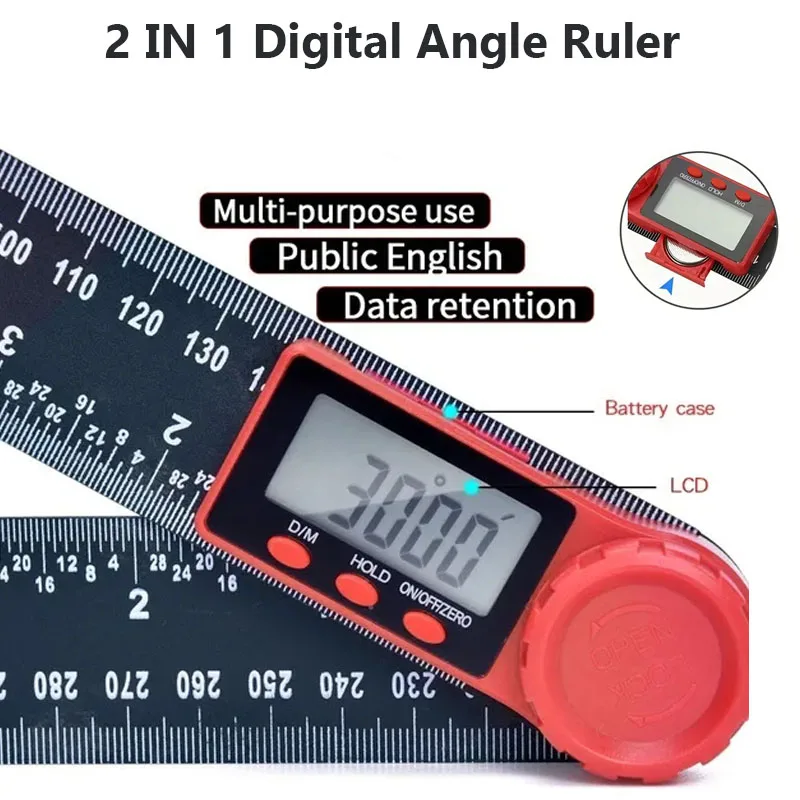 

2-in-1 Digital Angle Meter Inclinometer Digital Angle Ruler Electronic Goniometer Protractor Angle finder Measuer Measuring Tool