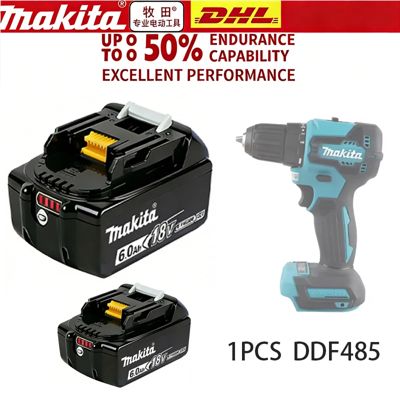 

Аккумуляторная дрель Makita DDF485 18В, 40Нм, 0-2200 об/мин, 3 режима: ударный/сверление/шуруповерт, для бетона, дерева, металла