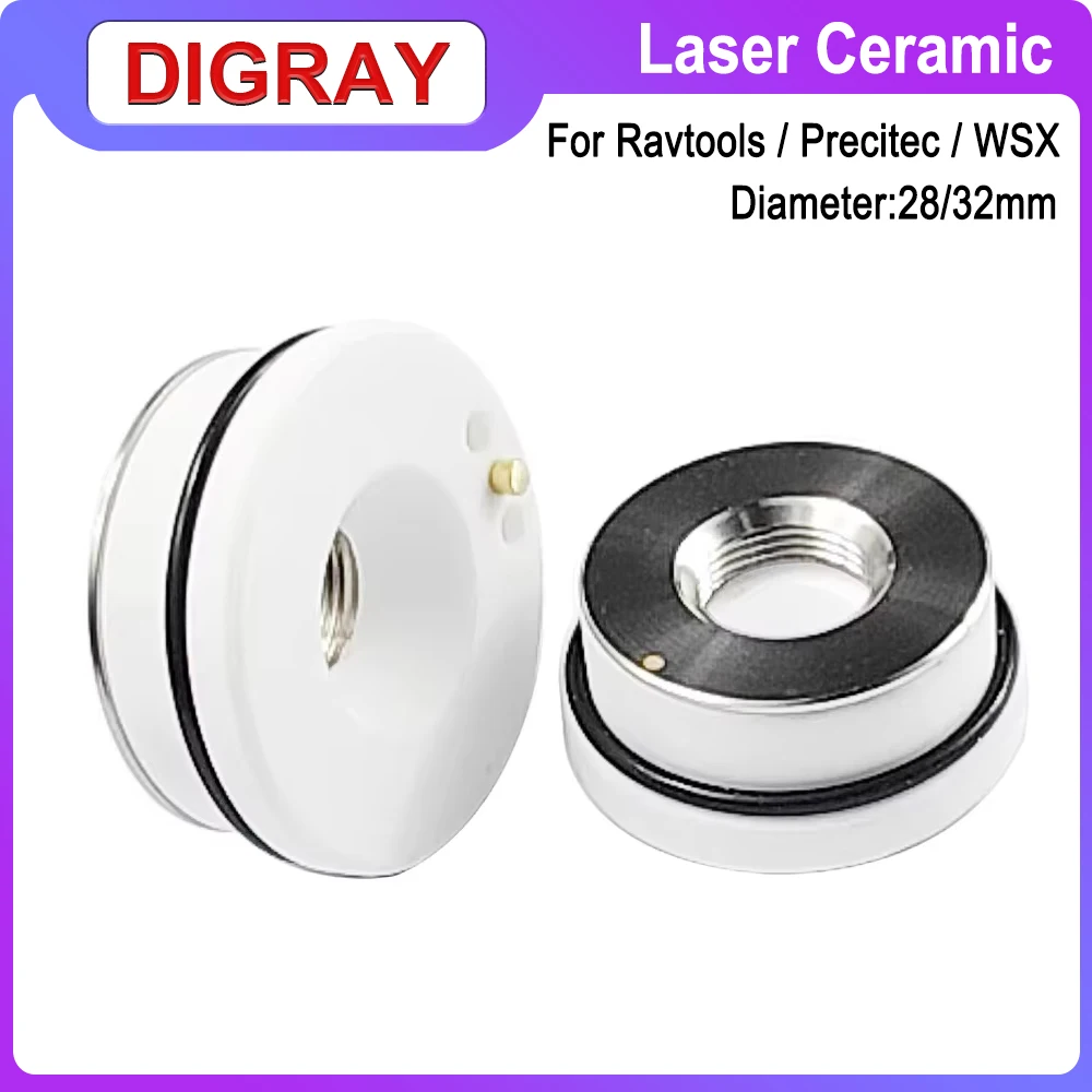 DIGRAY Laser Ceramic Ring Laser Nozzles Holder 28/32mm For Raytools WSX Precitec HSG HANS DNE Fiber Laser Cutting Head