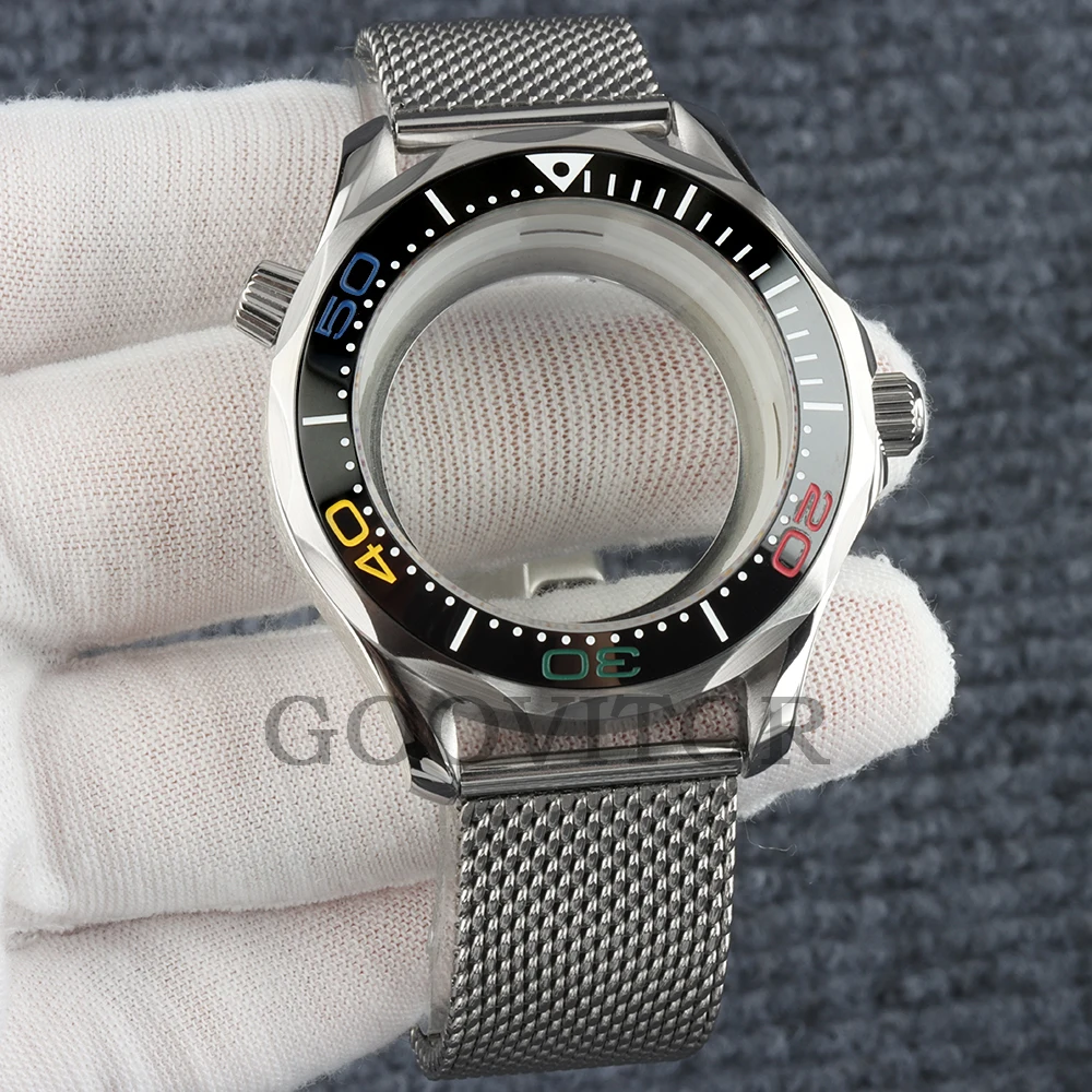 41mm NH35 Uhrengehäuse mit Mesh-Armband, wasserdicht, für NH35 NH36 Uhrwerk, 31mm Zifferblatt, Edelstahl Seamaster 300 Uhrengehäuse – Detail 12