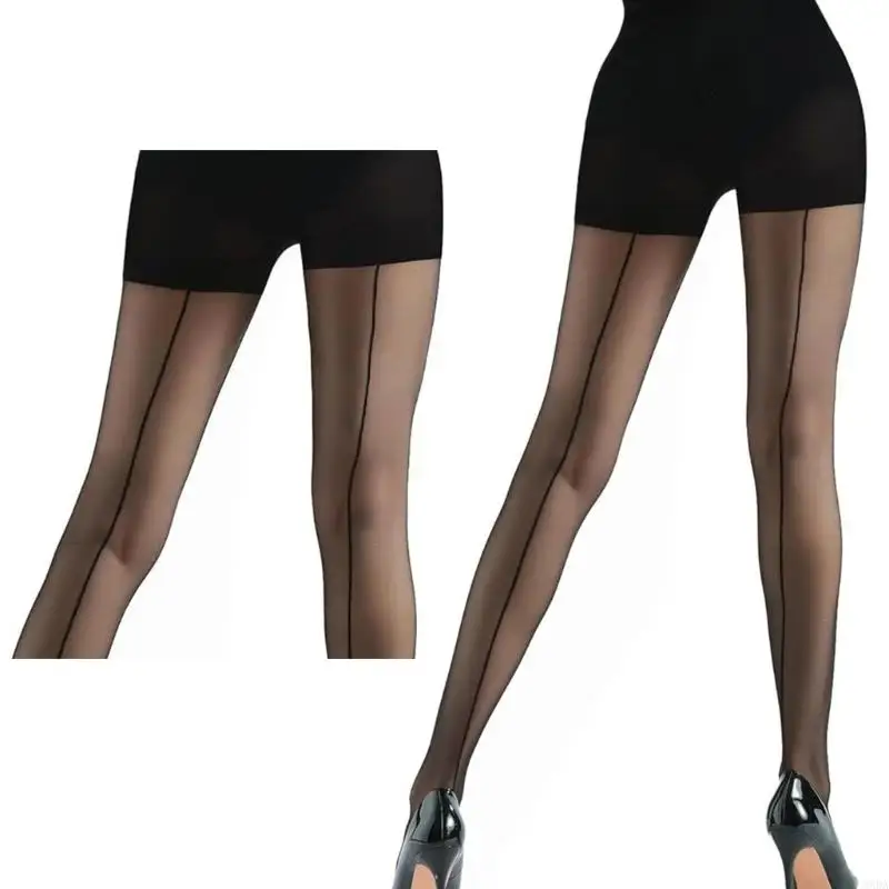 

Элегантные черные креветочные линии, прозрачная трусика легкие дышащие дышащие задних швов, чулки для женщин 6xda.