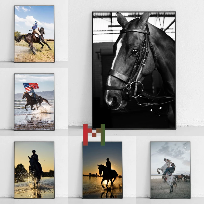 Horse Aestetik Photos Poster Canvas Printing Horse Racing Riding Wall Art Decor Animal Horse Home Room Aesthetic Wall Decoration